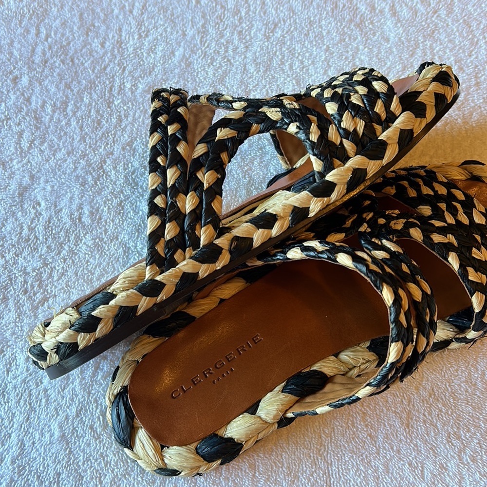 Clergerie Rafia Flat Sandals. View 5